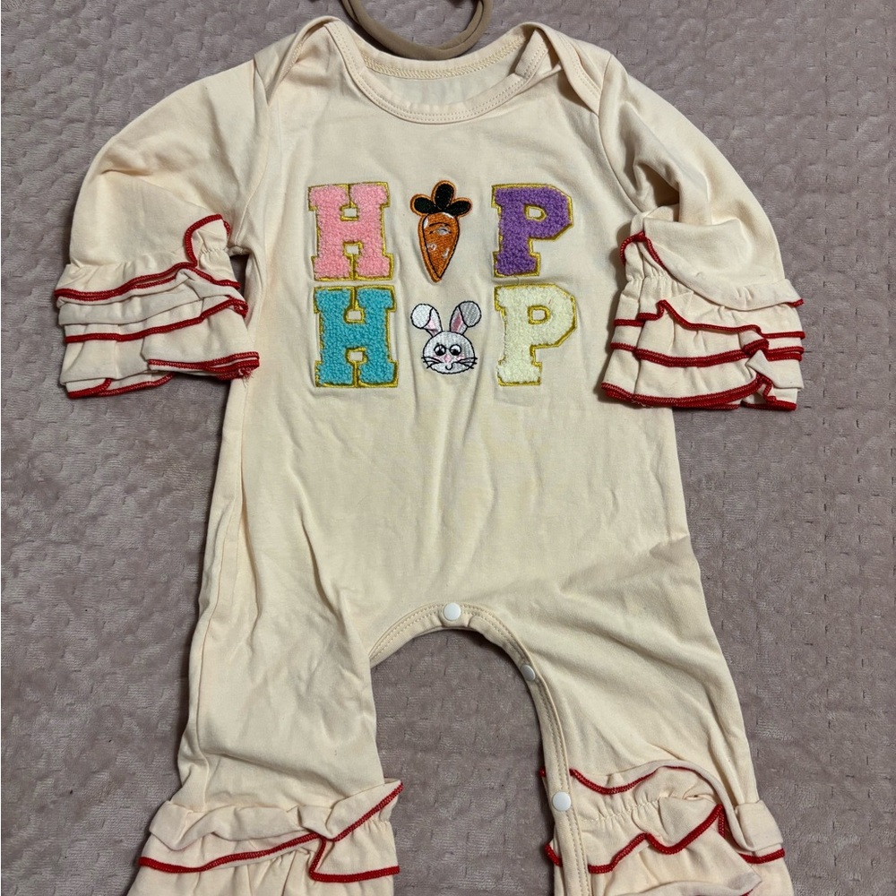 Cream and Red Kids One Piece Easter Outfit